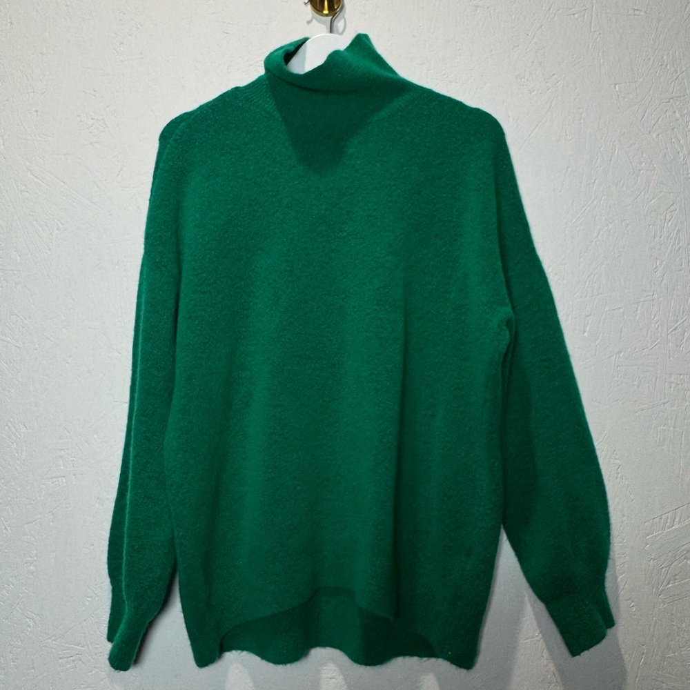 Whistles green soft turtleneck sweater small oversized‎